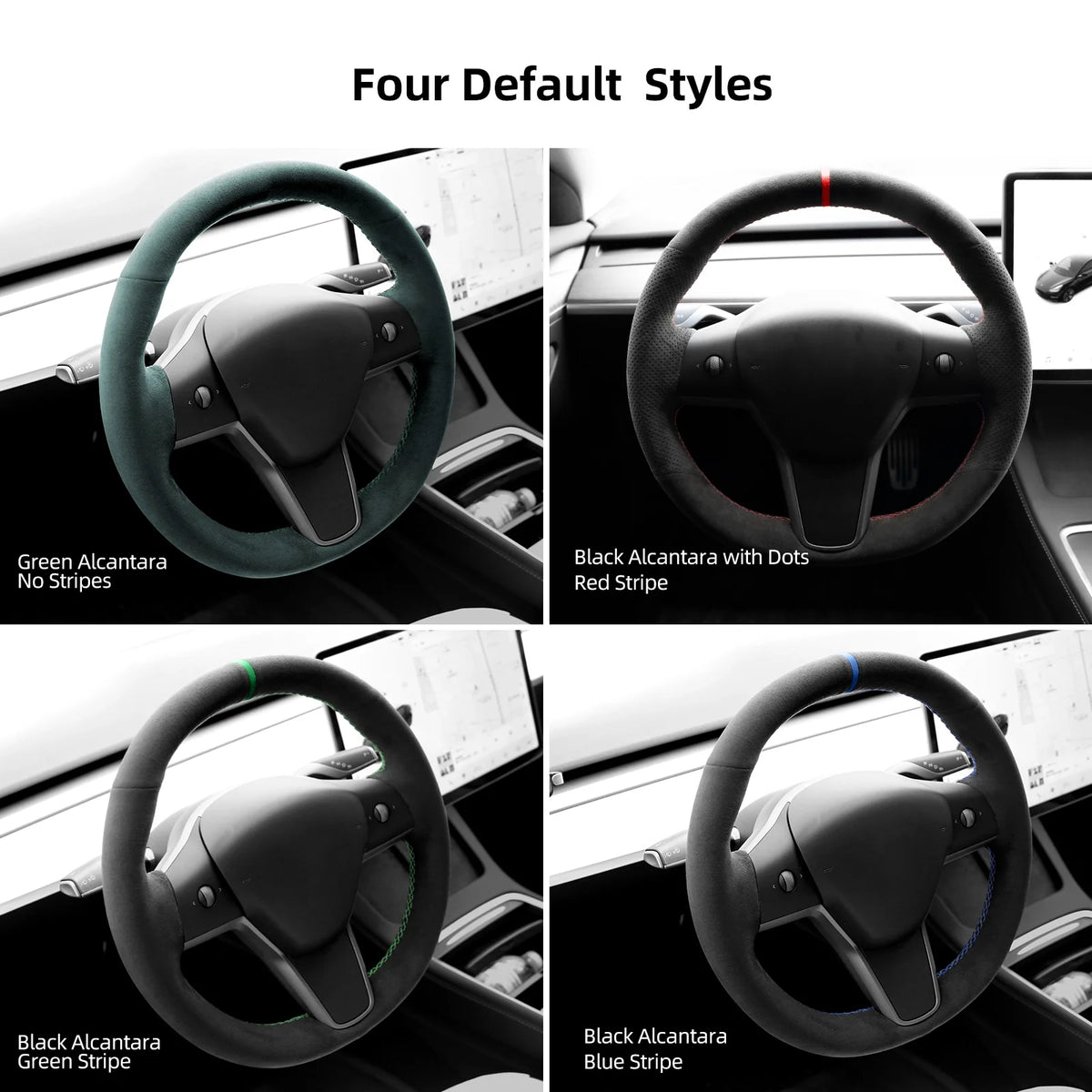 Green Alcantara Car Steering Wheel Cover N320