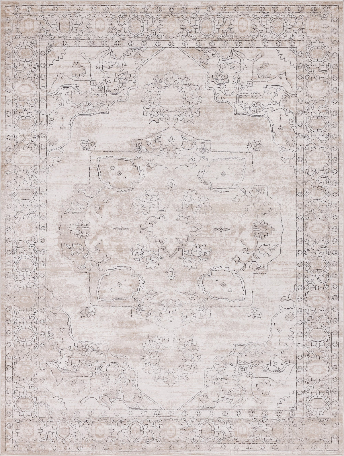 9' x 12' Ivory Low-Pile Rug U8126