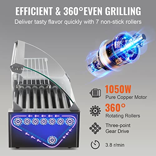 12 Hot Dog Capacity 5 Rollers Stainless Steel Hot Dog Roller F399