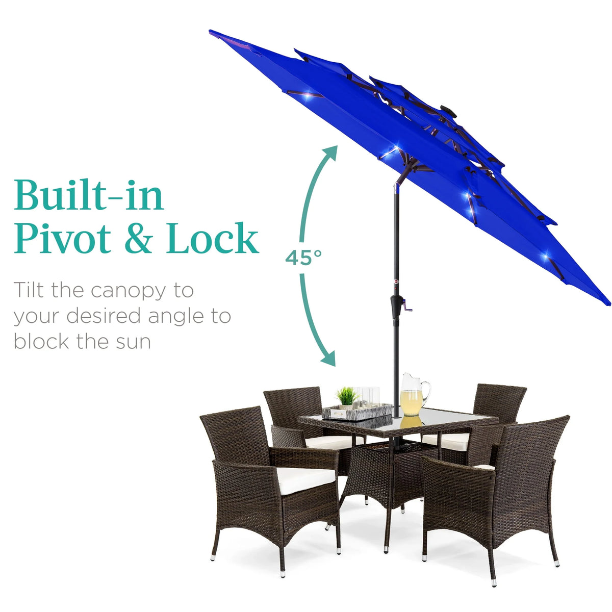 10ft 3-Tier Solar Patio Umbrella with 24 LED Lights E296906