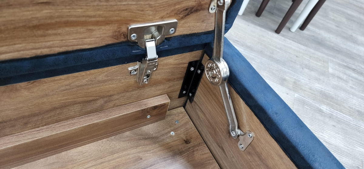 Navy Fabric Top Entryway Bench with Wood Legs V201436