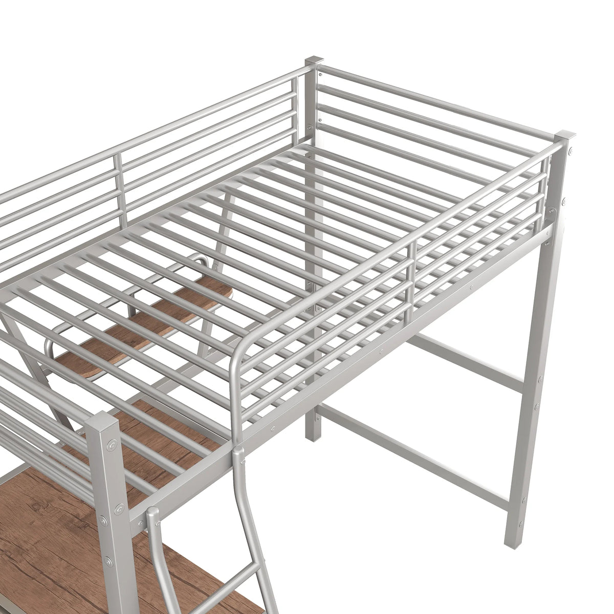 Metal Loft Bed with Desk and Shelf W251