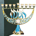 Hand Painted Enamel Menorah Candelabra with A Star of David B40234