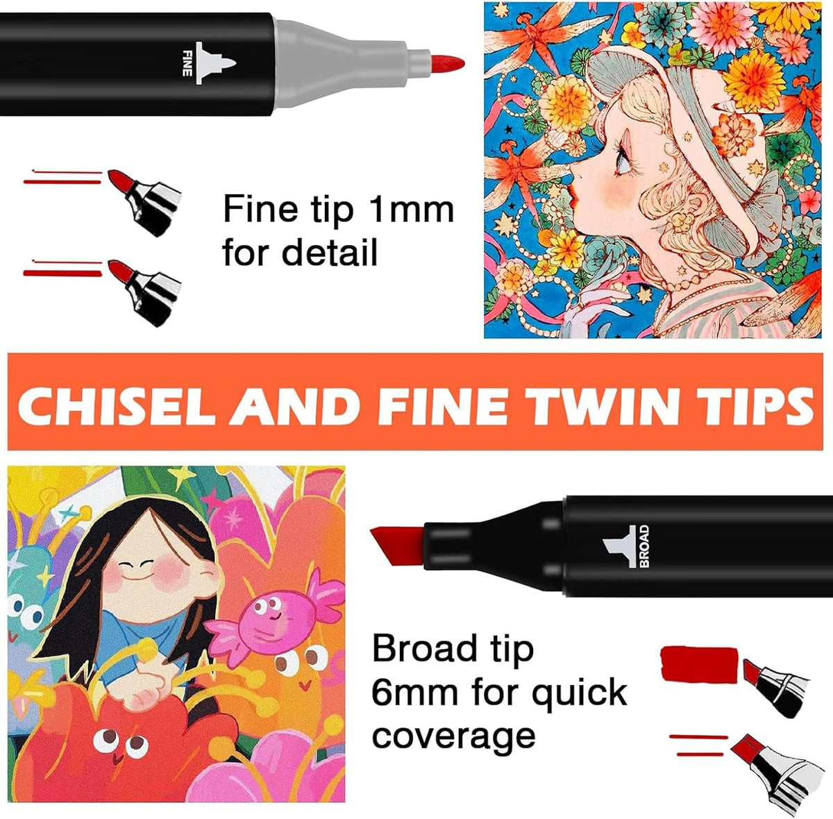 24 Colors Alcohol-based Art Marker Set with Dual Tips M306993