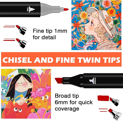 24 Colors Alcohol-based Art Marker Set with Dual Tips M306993