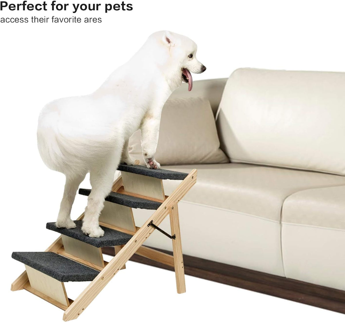 Foldable 4 Levels Wooden Pet Stairs and Ramp C840