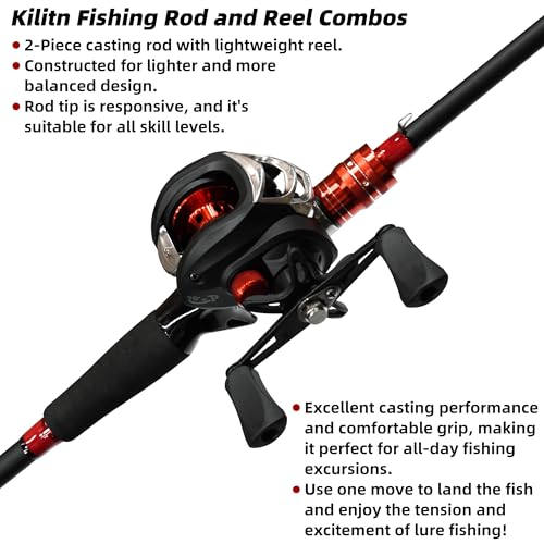 Fishing Rod and Reel Combo, 6 Foot 7 Foot 2-Piece, Fiberglass Carbon Fiber Rod with EVA Handle P8049