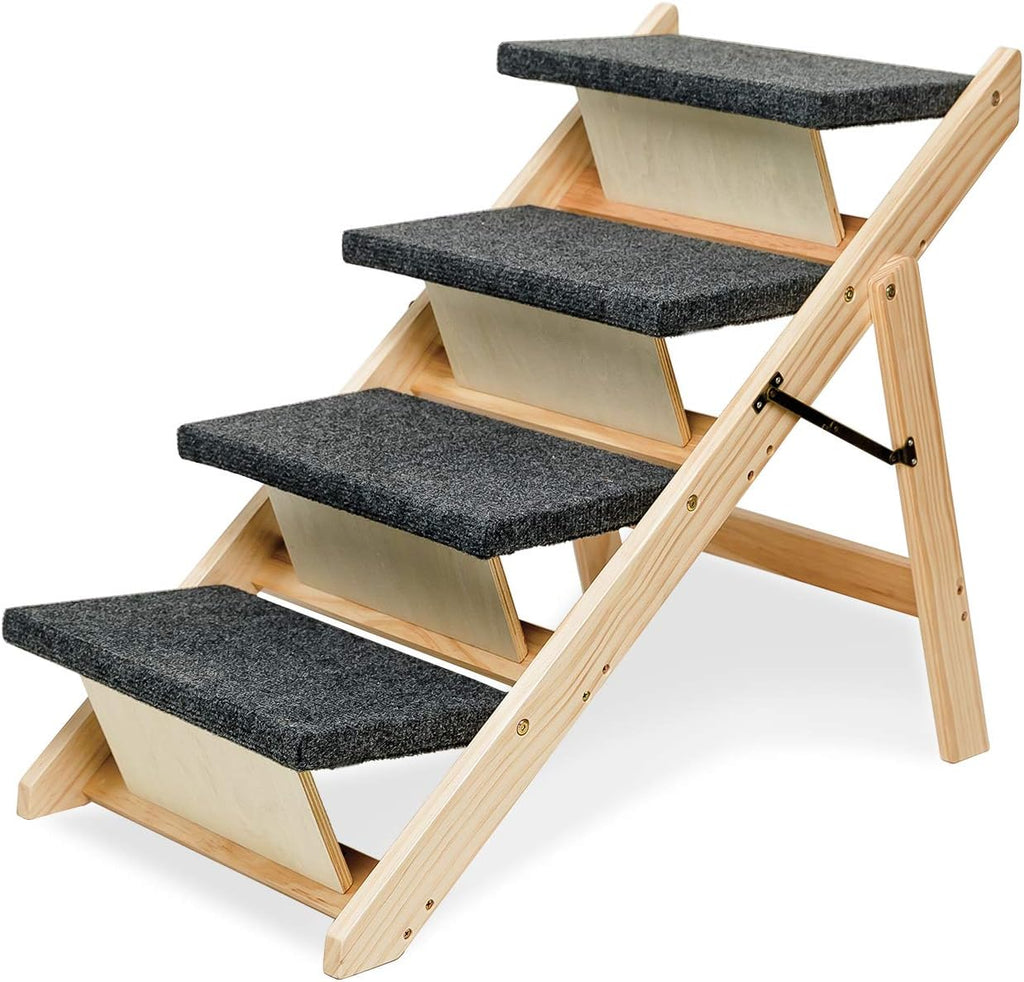 Foldable 4 Levels Wooden Pet Stairs and Ramp C840