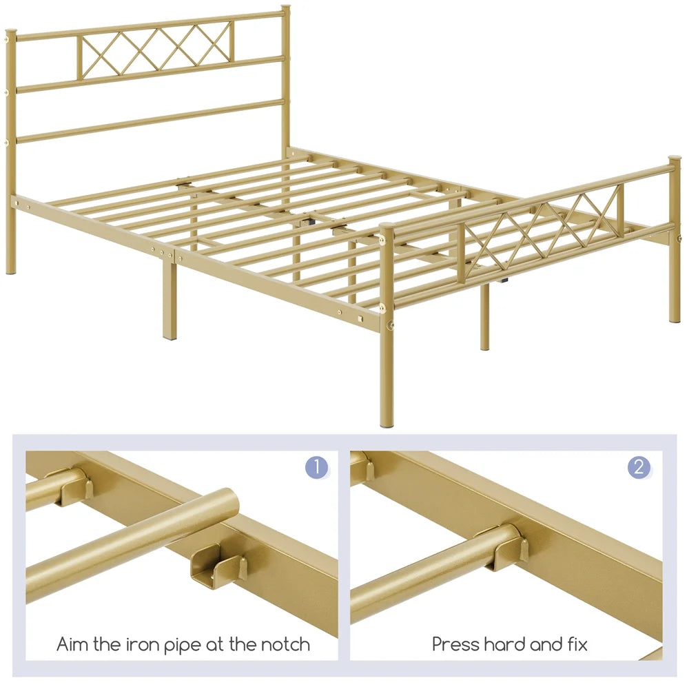 White Twin Metal Bed Frame with Headboard & Footboard O66954