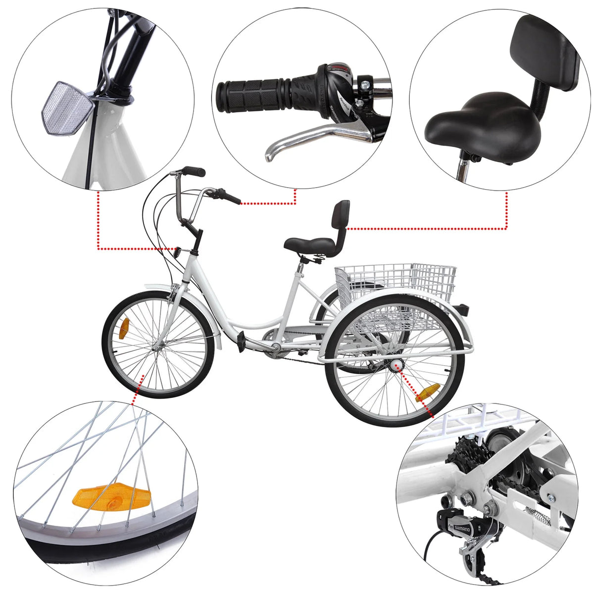 7-Speed Adult 3-Wheel Tricycle with Basket Z934162