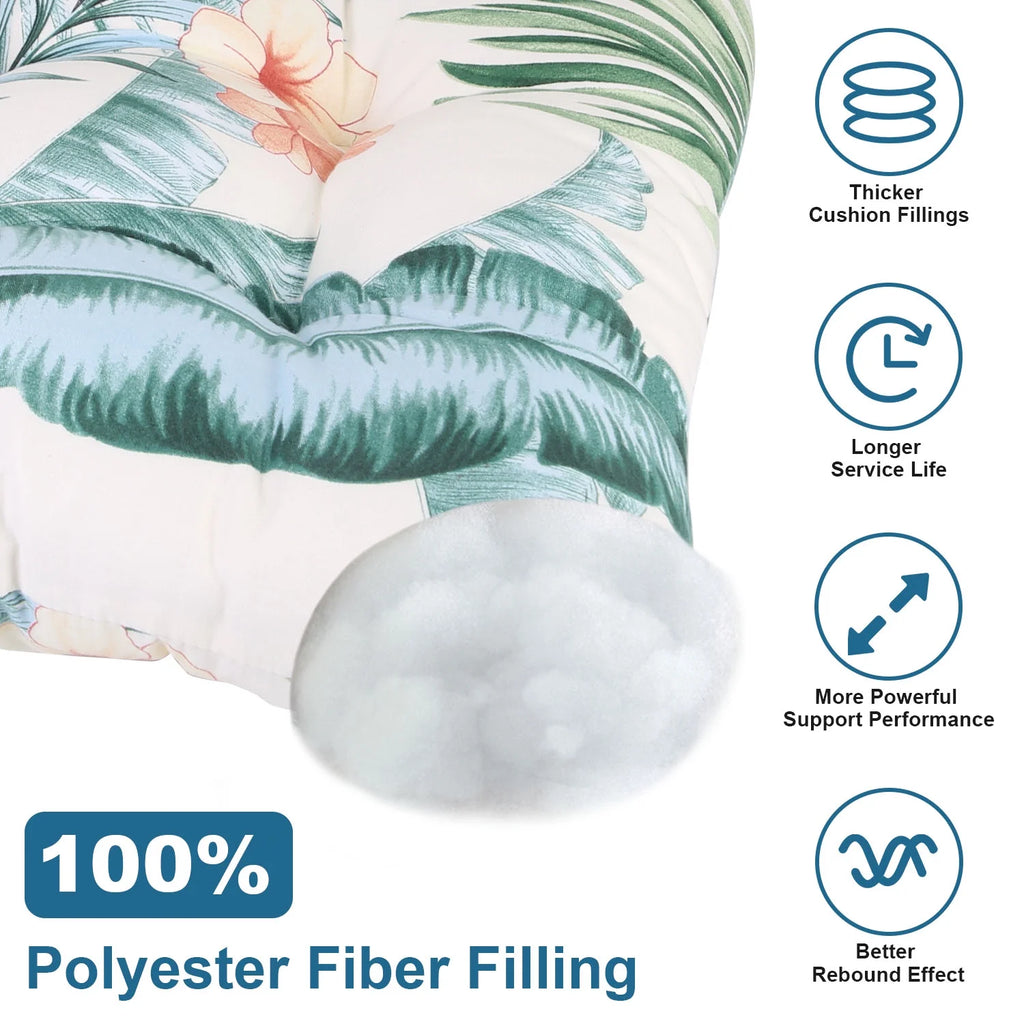 Grey Green Leaf Polyester Rocking Chair Cushion X40371