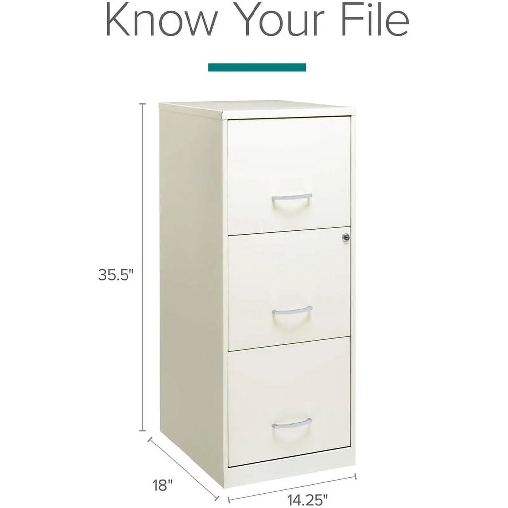 White 3 Drawer Metal File Cabinet with Lock T255