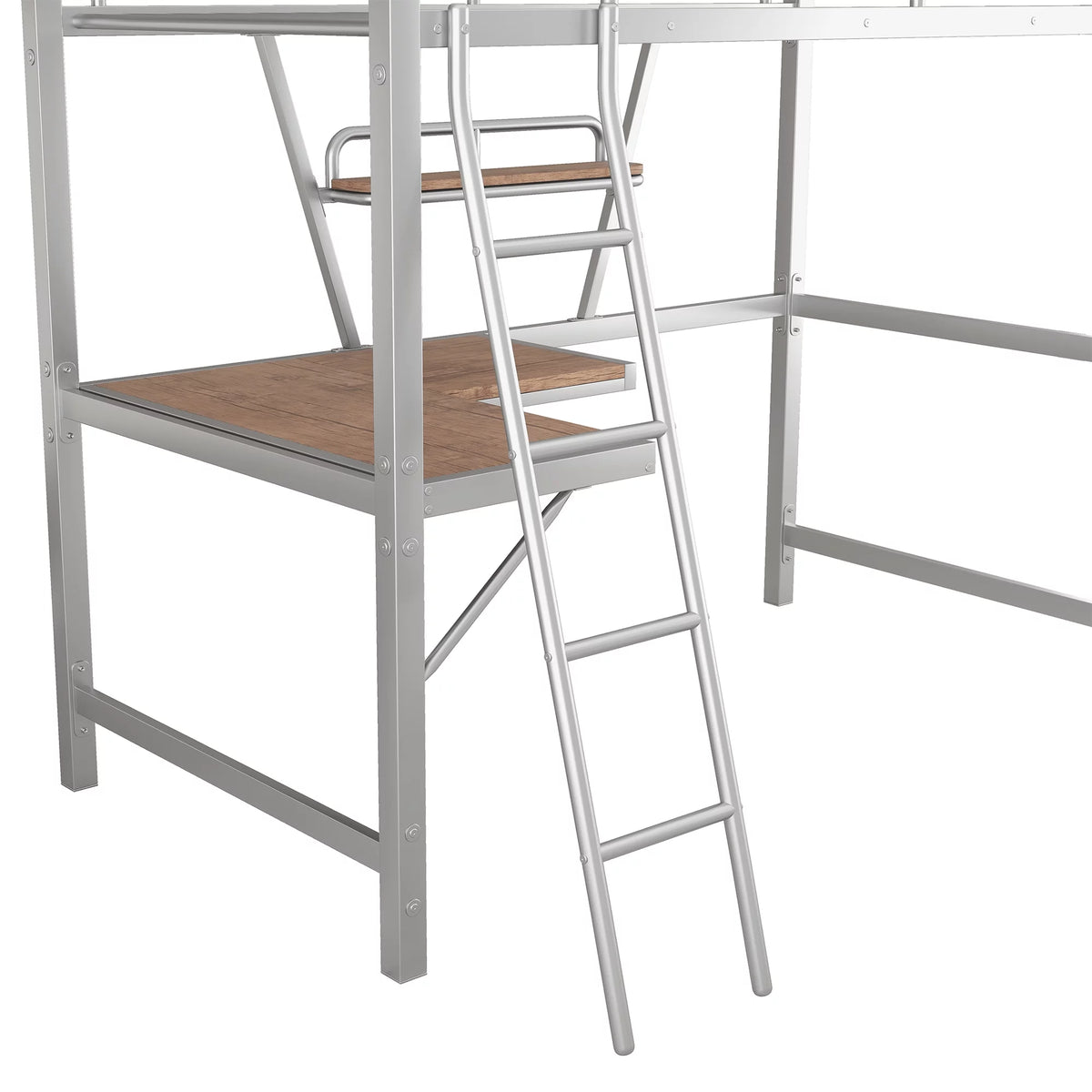 Metal Loft Bed with Desk and Shelf W251