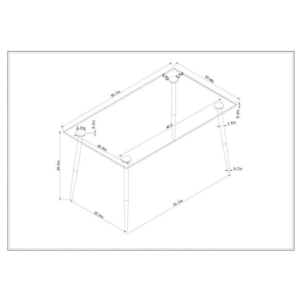 55.12" Steel and Glass Dining Table Y67276