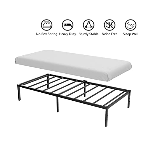Twin Size Heavy Duty Metal Platform Bed Frame with Storage Space, 14 Inches O395