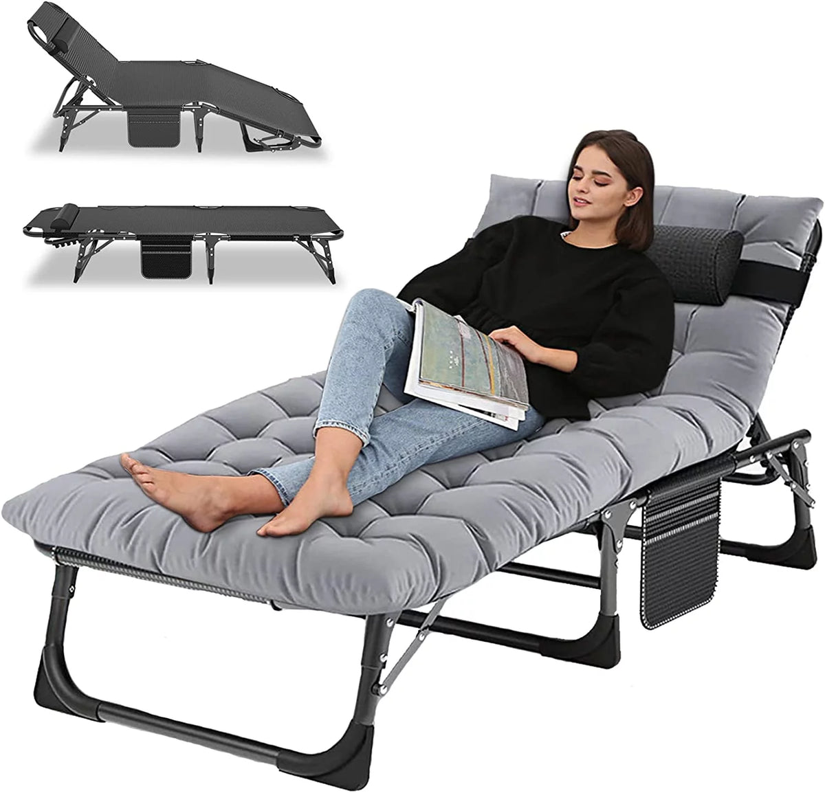 Folding Camping Cot with Cushion & Pillow B790