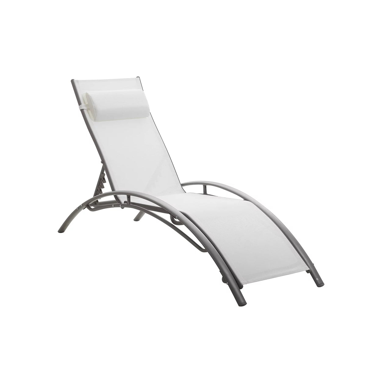 Set of 2 White Adjustable Patio Lounge Chairs W90242