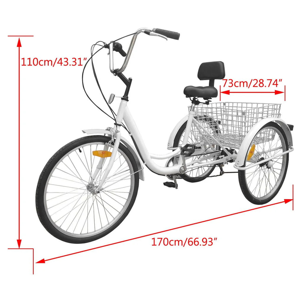 7-Speed Adult 3-Wheel Tricycle with Basket Z934162