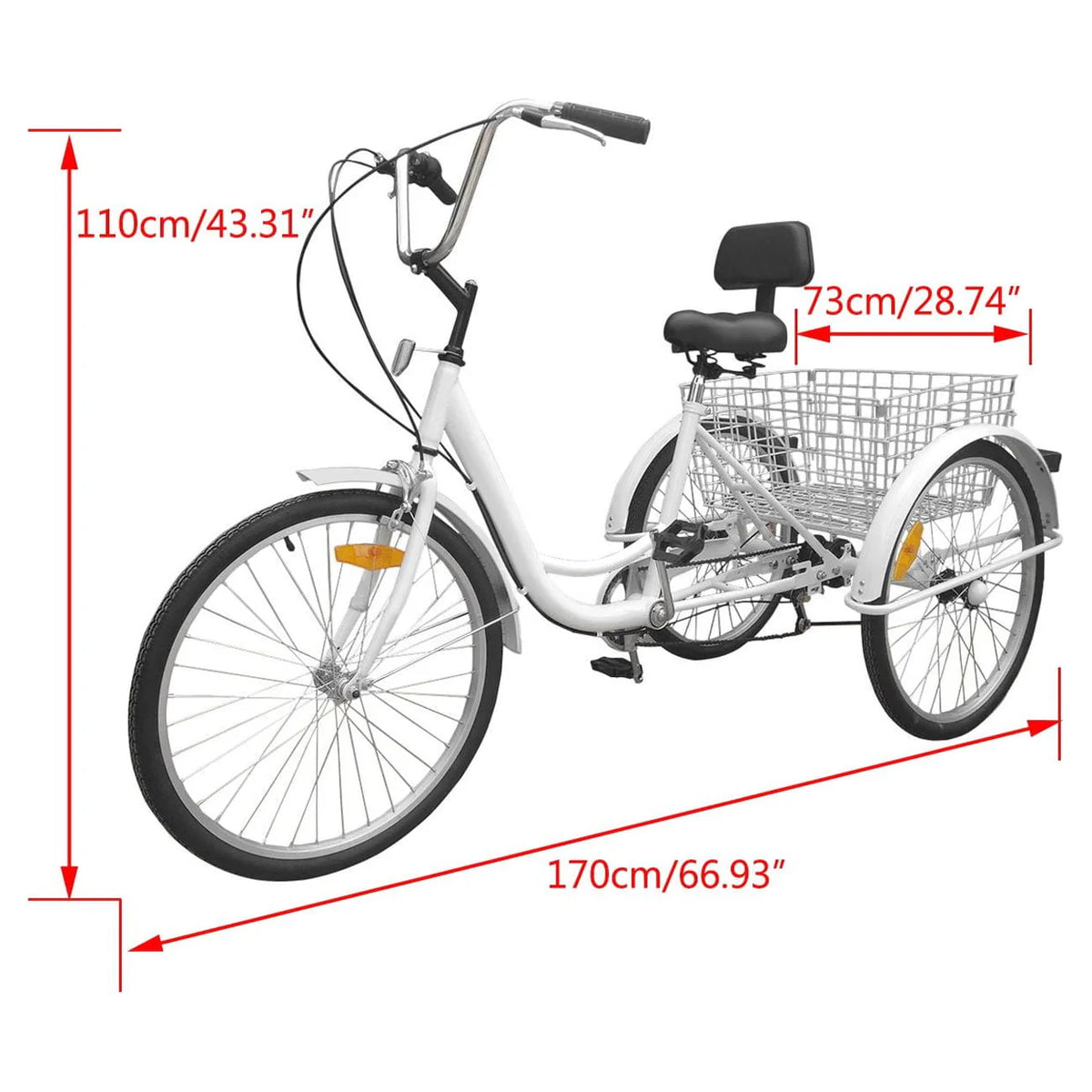 7-Speed Adult 3-Wheel Tricycle with Basket Z934162