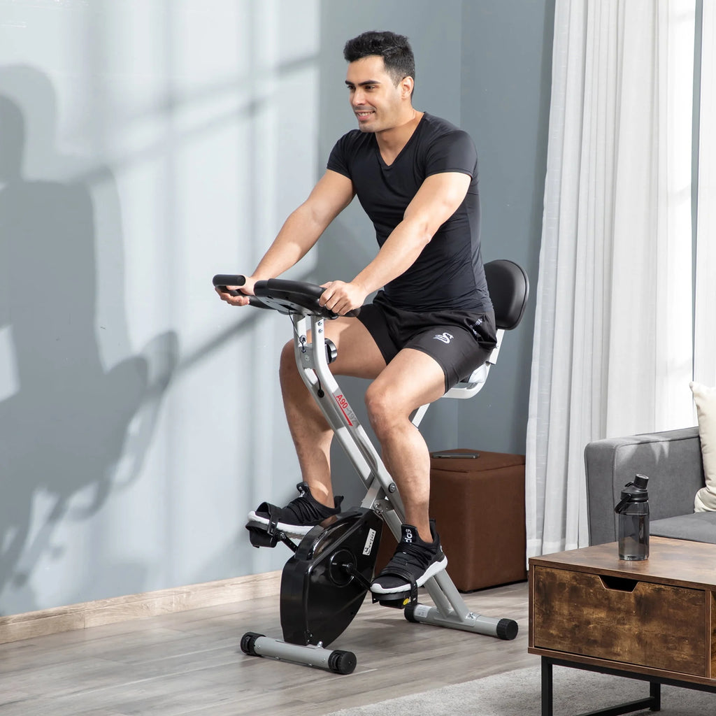 Folding Upright Stationary Indoor Bike with 8 Levels of Magnetic Resistance L143924