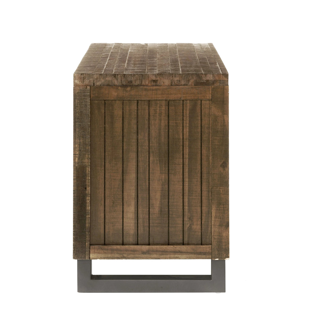 Reclaimed Oak Wood Nightstand with Metal Legs X972