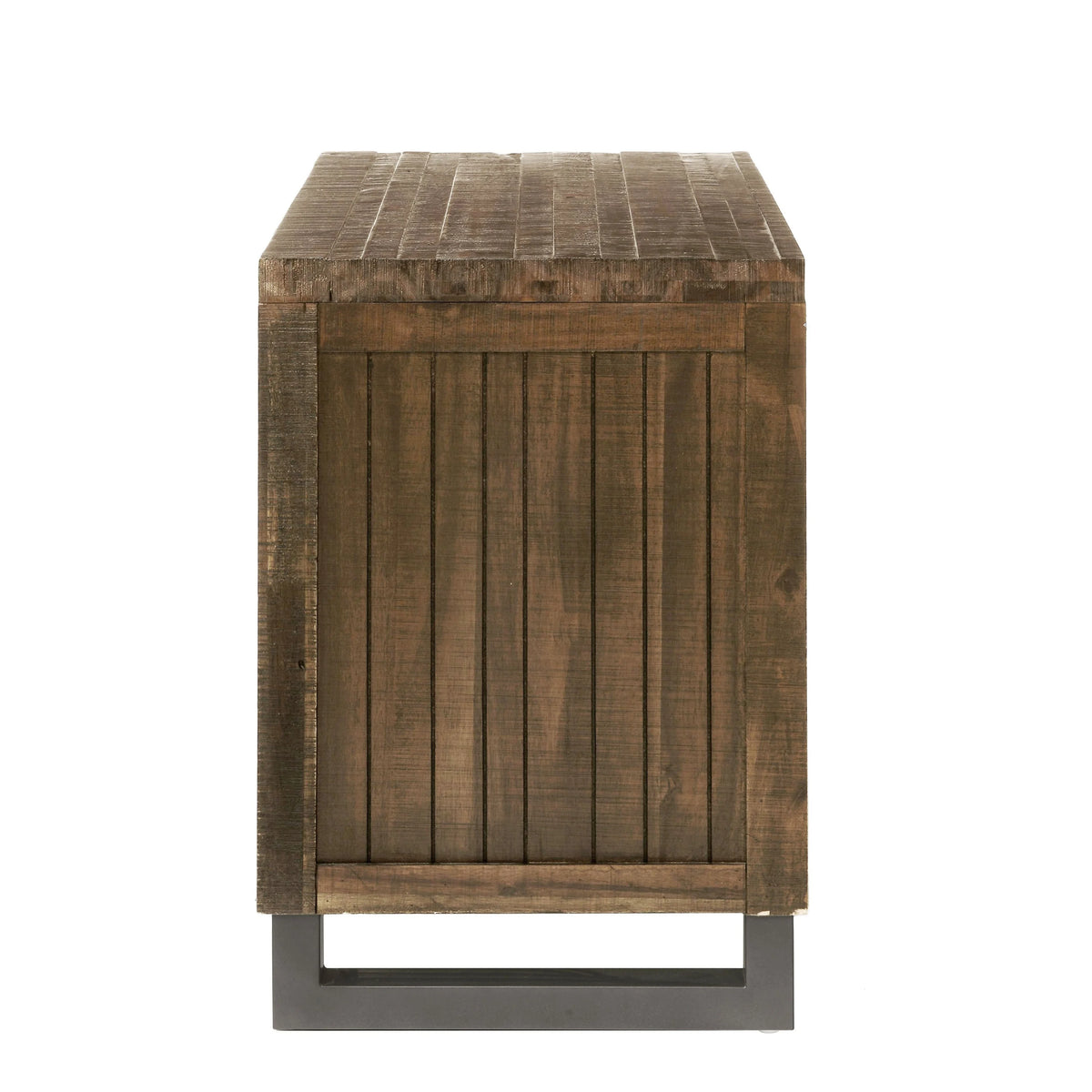 Reclaimed Oak Wood Nightstand with Metal Legs X972
