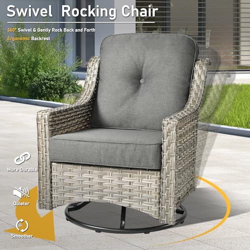 6 Piece Outdoor Wicker Patio Furniture Set with Fire Pit Table (Red) U981014