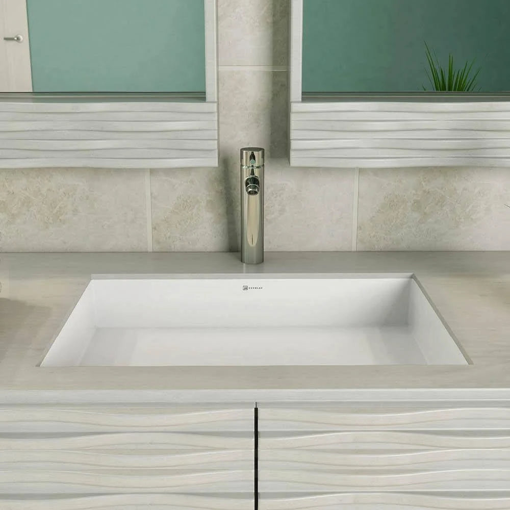 White Solid Surface Rectangular Undermount Lavatory U442