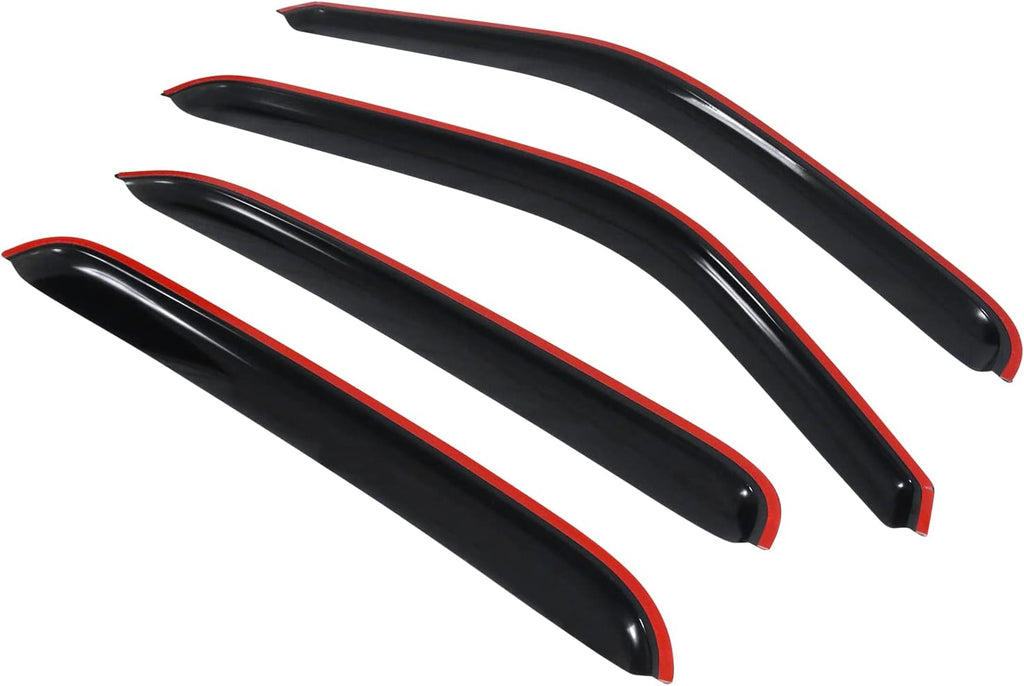 Window Visor Compatible With 2001-2006 Chevy Silverado GMC Sierra Crew Cab, Slim Style Acrylic Smoke Tinted 4PCS Sun Rain Shade Guard Wind Vent Air Deflector by IKON MOTORSPORTS, 2002 2003 2004 2005 Pack of 2 K20389