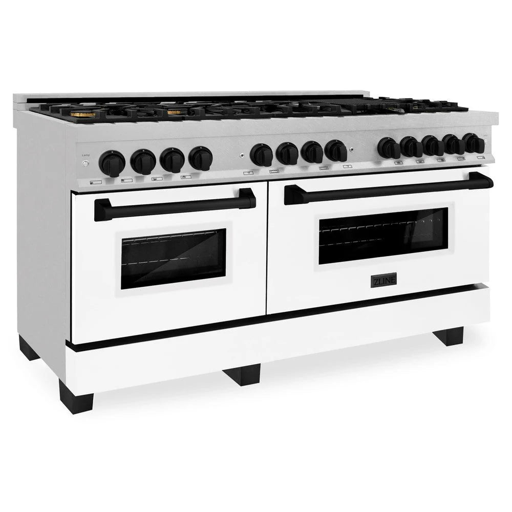 60 Dual Fuel Range with White Matte Door T8422
