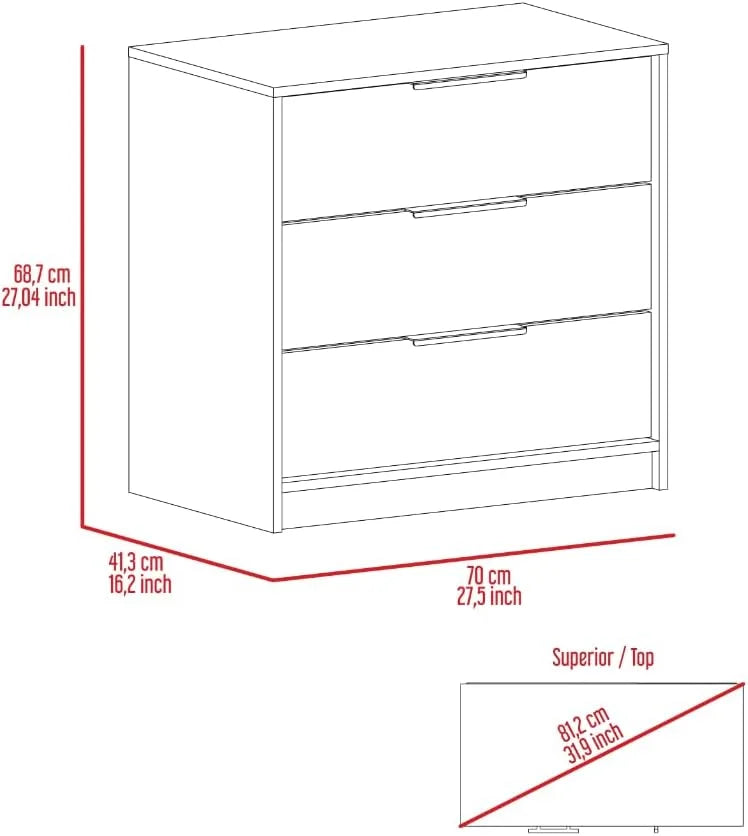3 Door Dresser with 3 Wide Drawers P9419