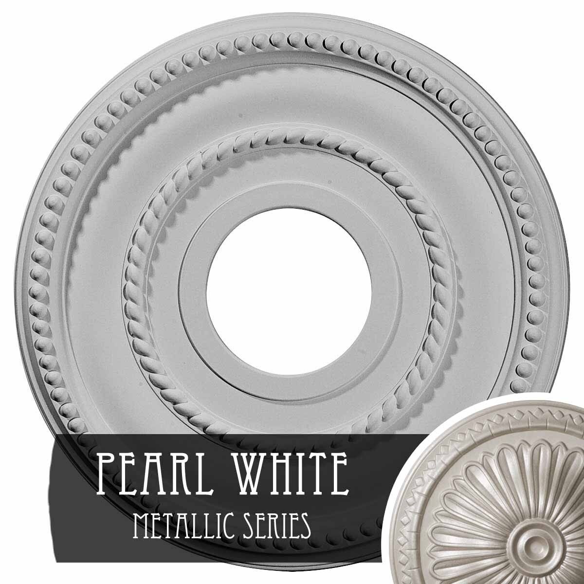 Hand-Painted Pearl White Ceiling Medallion I3924
