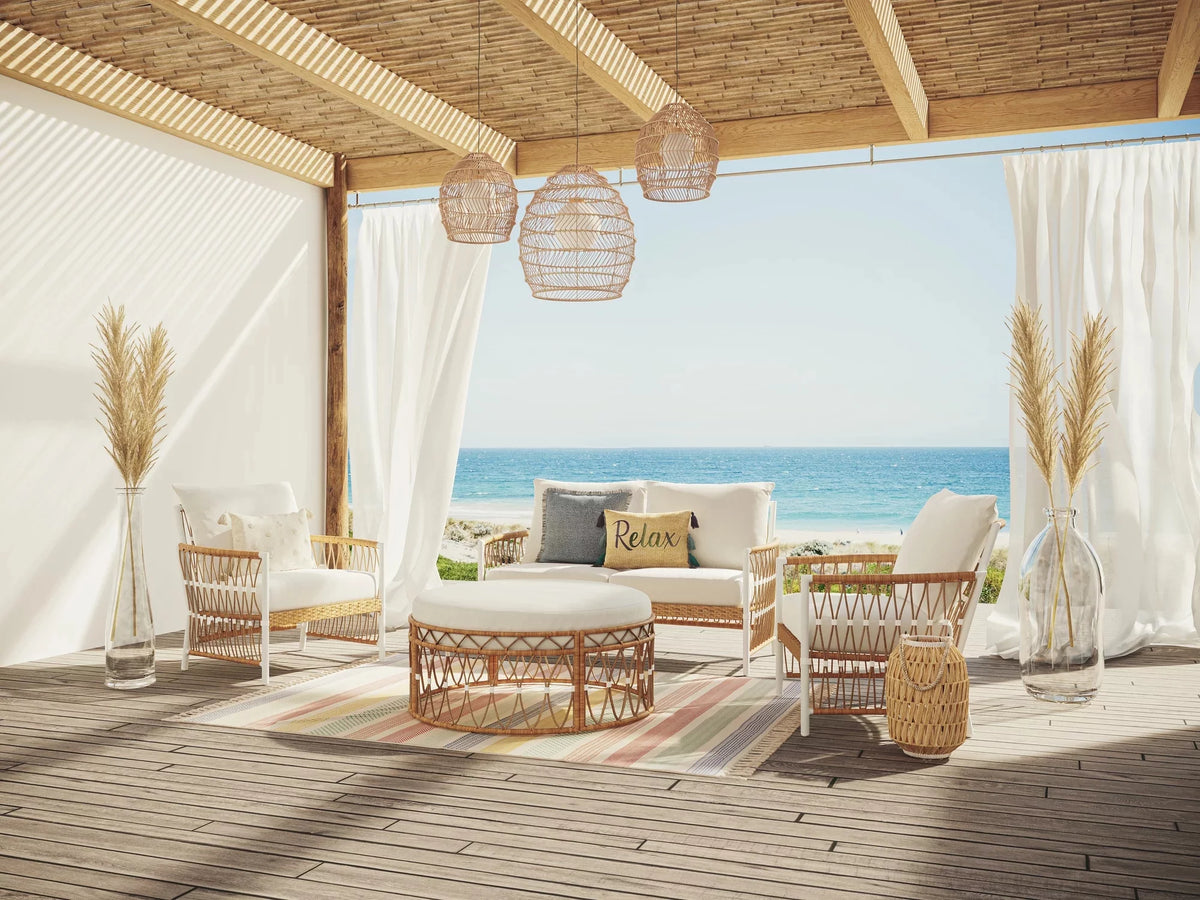 2-Pack White Outdoor Wicker Lounge Chair L8643