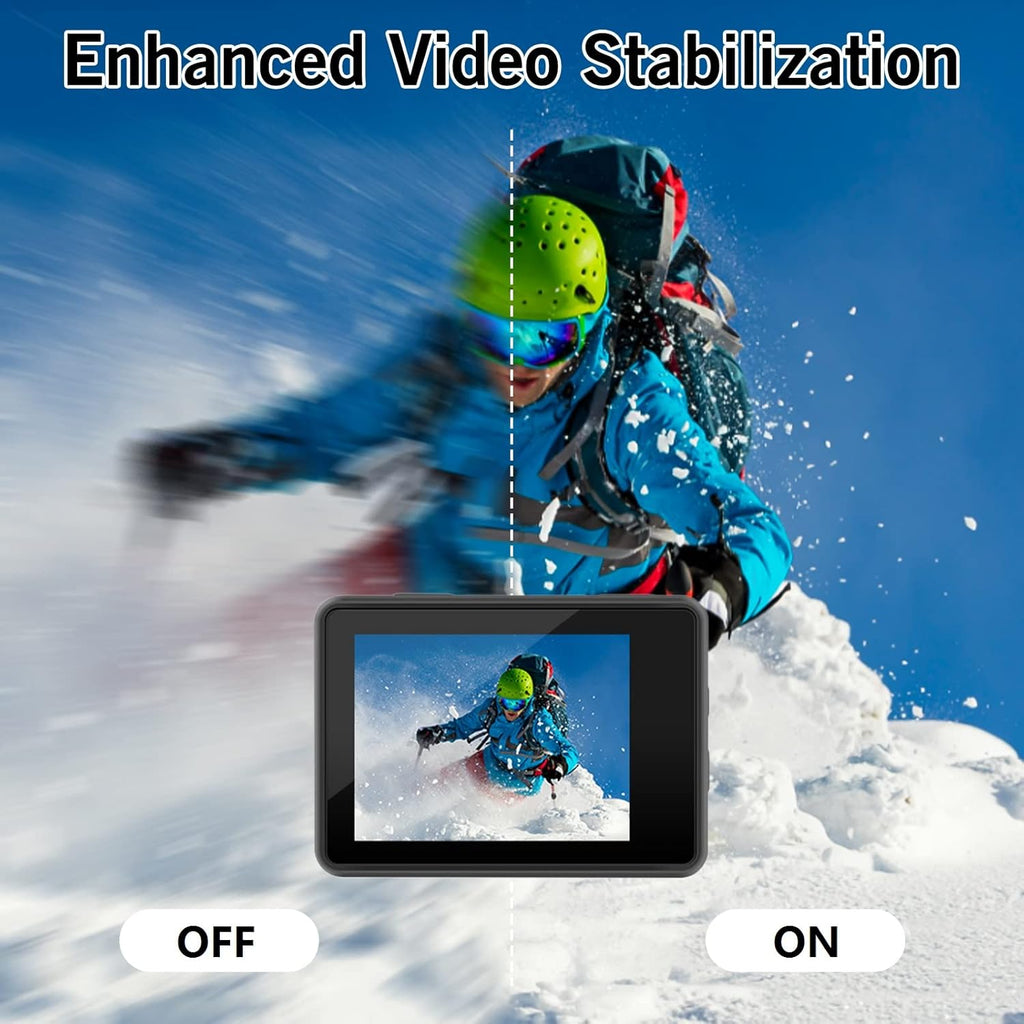 Action Camera 4K 24MP 2.0 Touch LCD Dual Screen Waterproof Sports Video Recorder 2 Batteries Accessories Kit Pack of 2 S55928