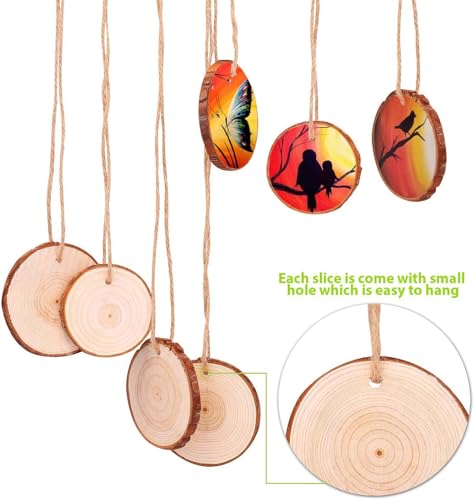 30 Pcs 2.4-2.8 Inches Natural Wood Slices C607713