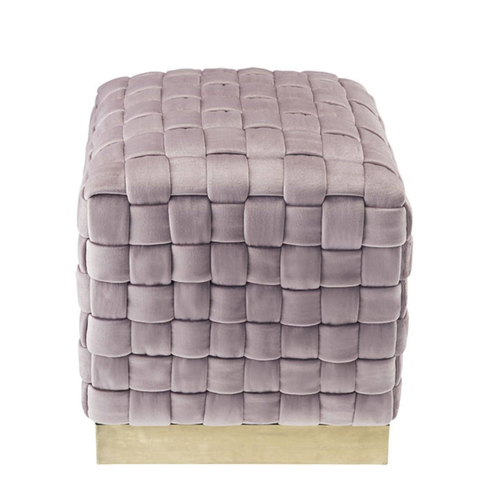 Navy Gold Velvet Cube Ottoman Y8526