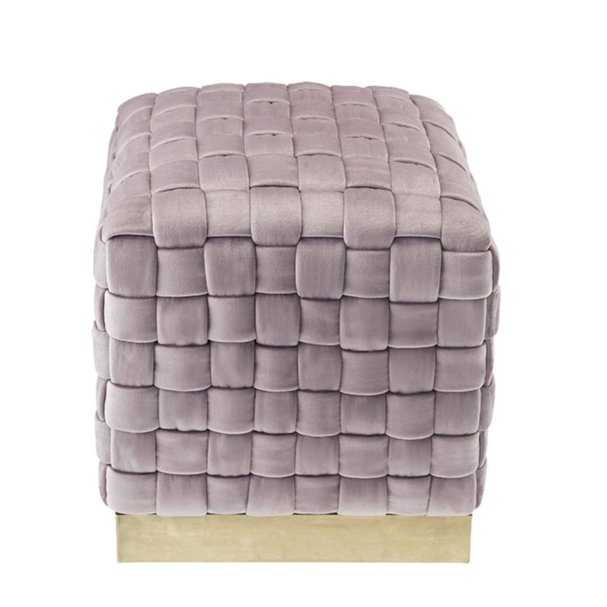 Navy Gold Velvet Cube Ottoman Y8526