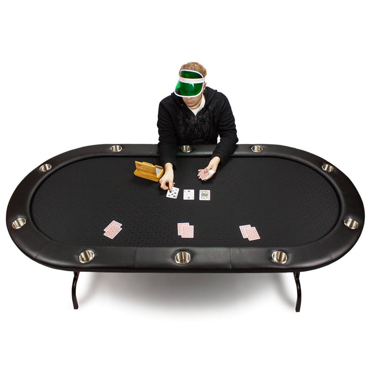 Black Suited Speed Cloth Poker Table with Folding Legs 84 x 42 inch G801769