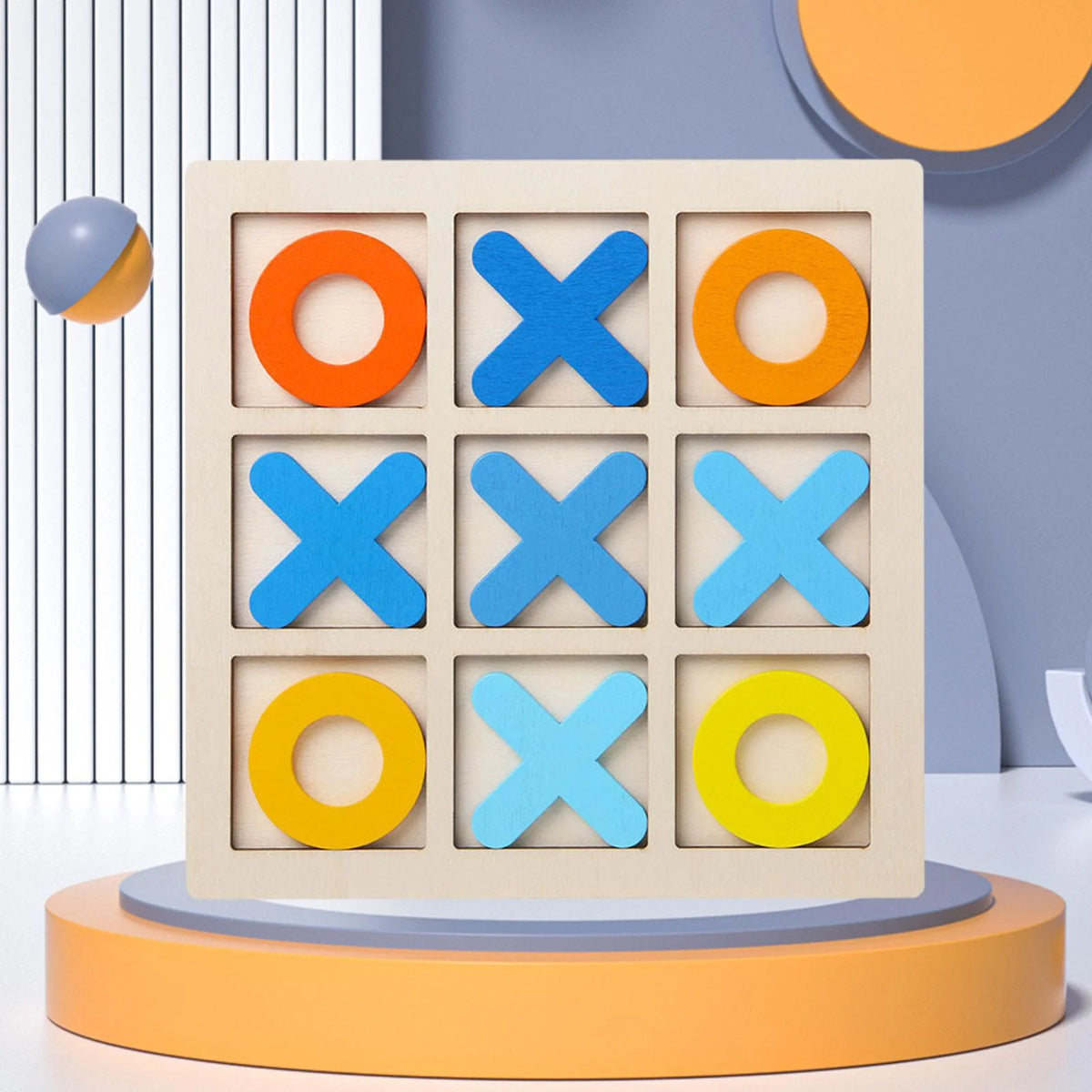 Tic Tac Toe Board Puzzle Game Educational Toys XO Table Toy yellow Y81180