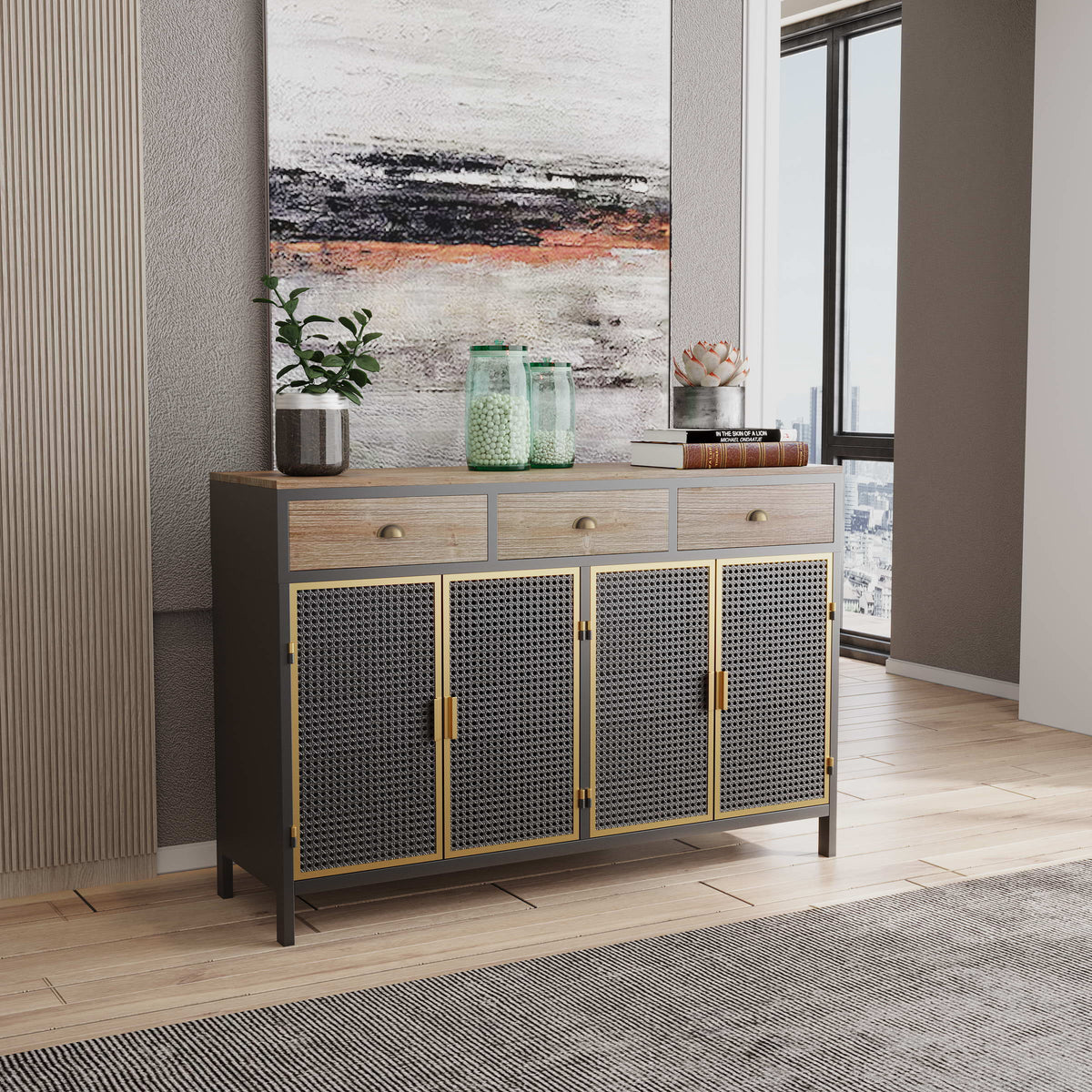 47.64" Wide 2 Doors 3 Drawer Sideboard Storage Cabinet V169187