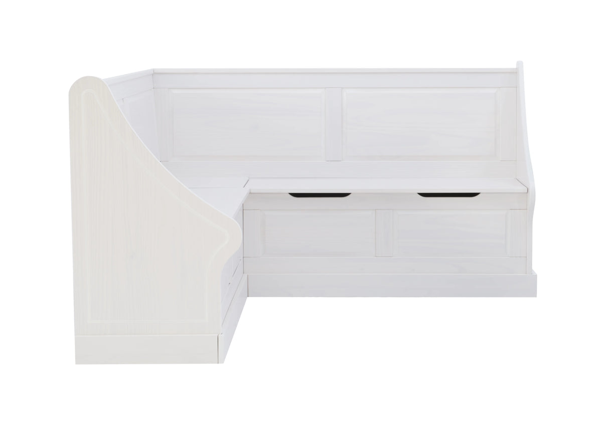 White Wood Corner Dining Bench with Storage H950604