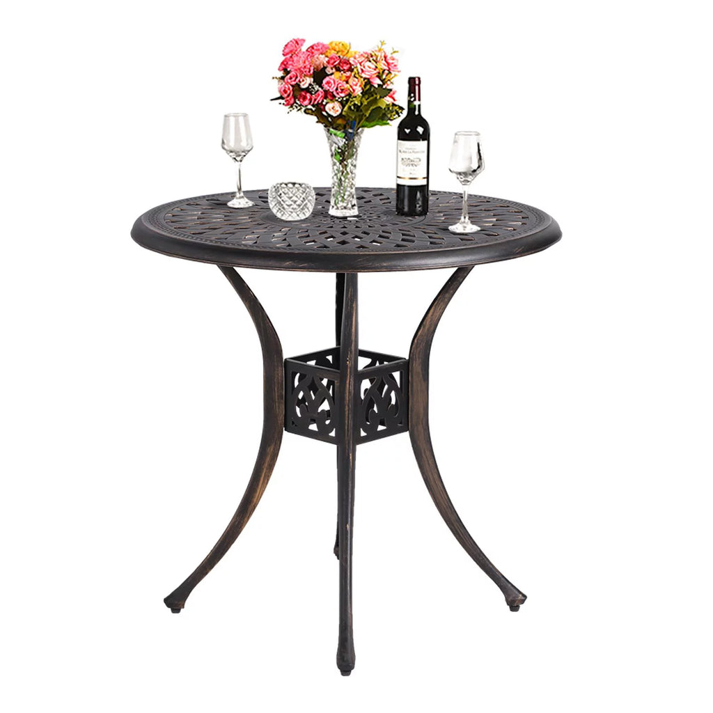Cast Aluminum Round Dining Table with Umbrella Hole M918384