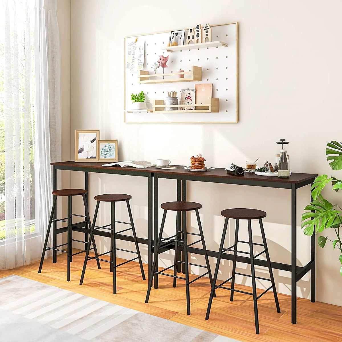 3-Piece Counter Height Table Set with 2 Round Stools Black F722474