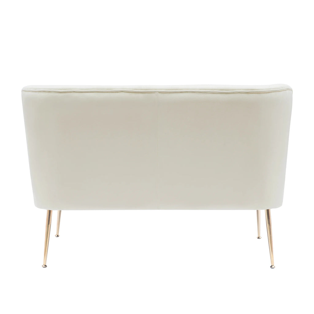 46" Wide Ivory Velvet Upholstered Love Seat Sofa Y189783