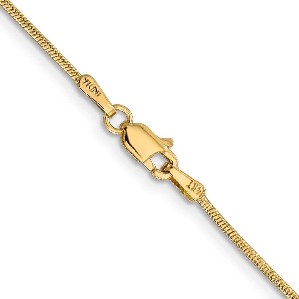 14K Yellow Gold Snake Chain Necklace 16 inch 1.1 mm with Lobster Clasp Z694