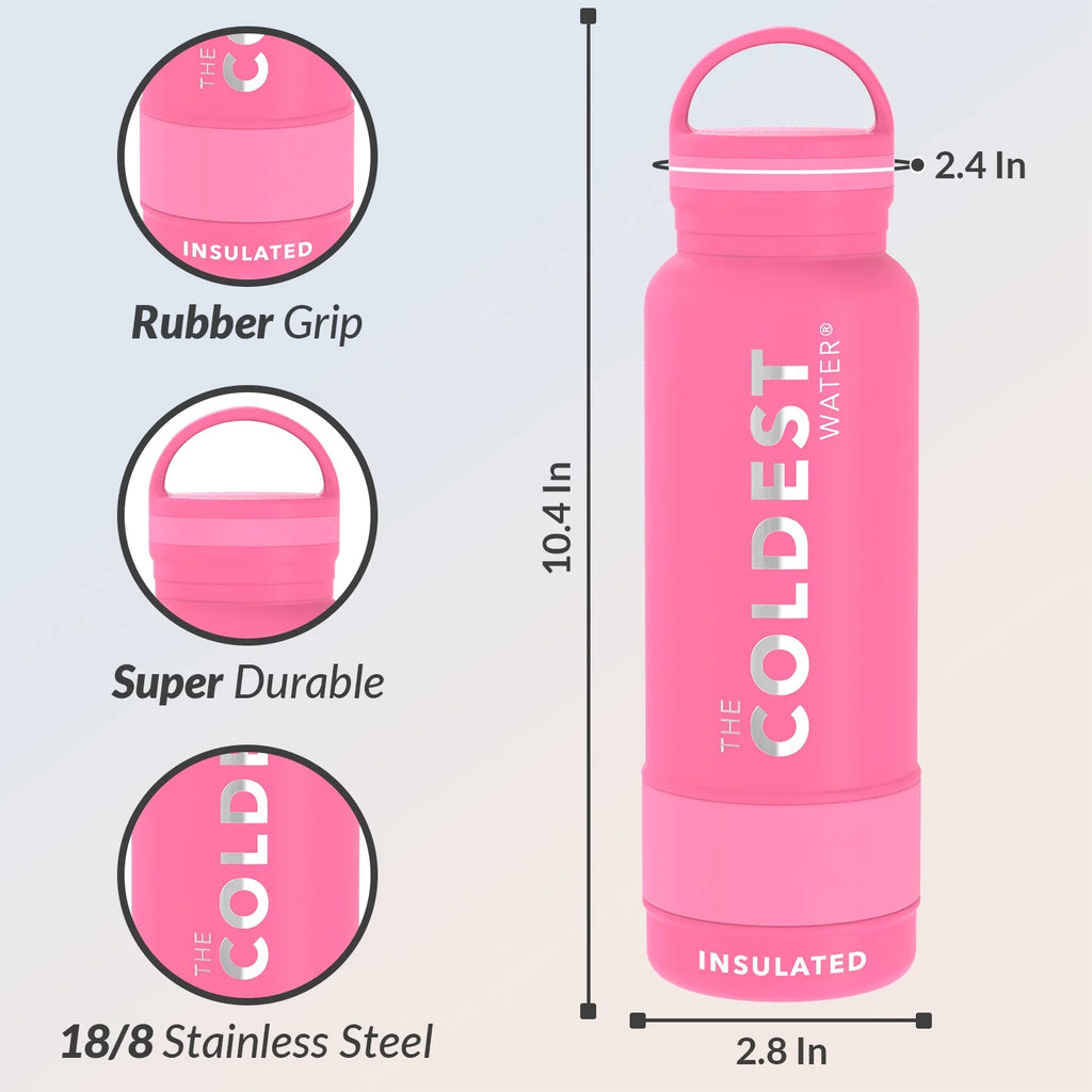 21 oz Flamingo Pink Stainless Steel Triple Walled Water Bottle F369587