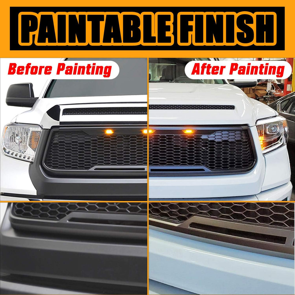 ABS Grille Front Hood Grill with Amber LED Lights Charcoal Gray W723467