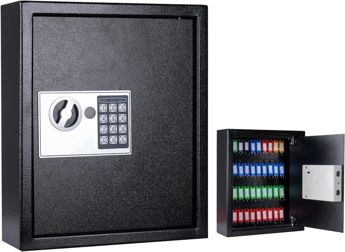 Wall Mount Metal Digital Locking Key Cabinet Organizer with 40 Key Hooks & Tags C931