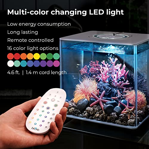 Black Acrylic 8-Gallon Aquarium with LED Lights S186