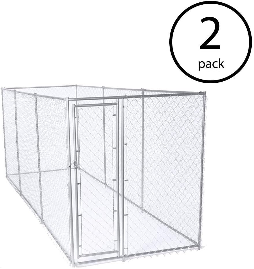 10 x 10 Foot Heavy Duty Outdoor Chain Link Dog Kennel with Door (2 Pack) K939